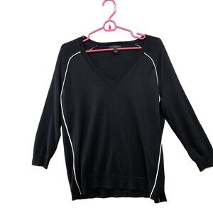 J. Crew 100% Merino Wool Sweater Womens S Navy Blue V-neck Lightweight‎